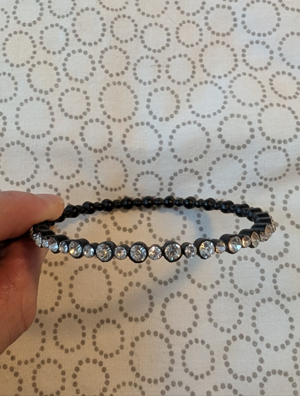 Crystal-Accented Black Beaded Bracelet